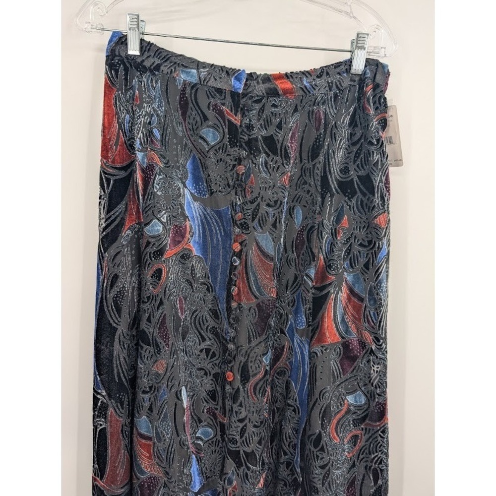 Free People NWT Women's Velvet Burnout Love So Right Button Slit Maxi Skirt‎ 8